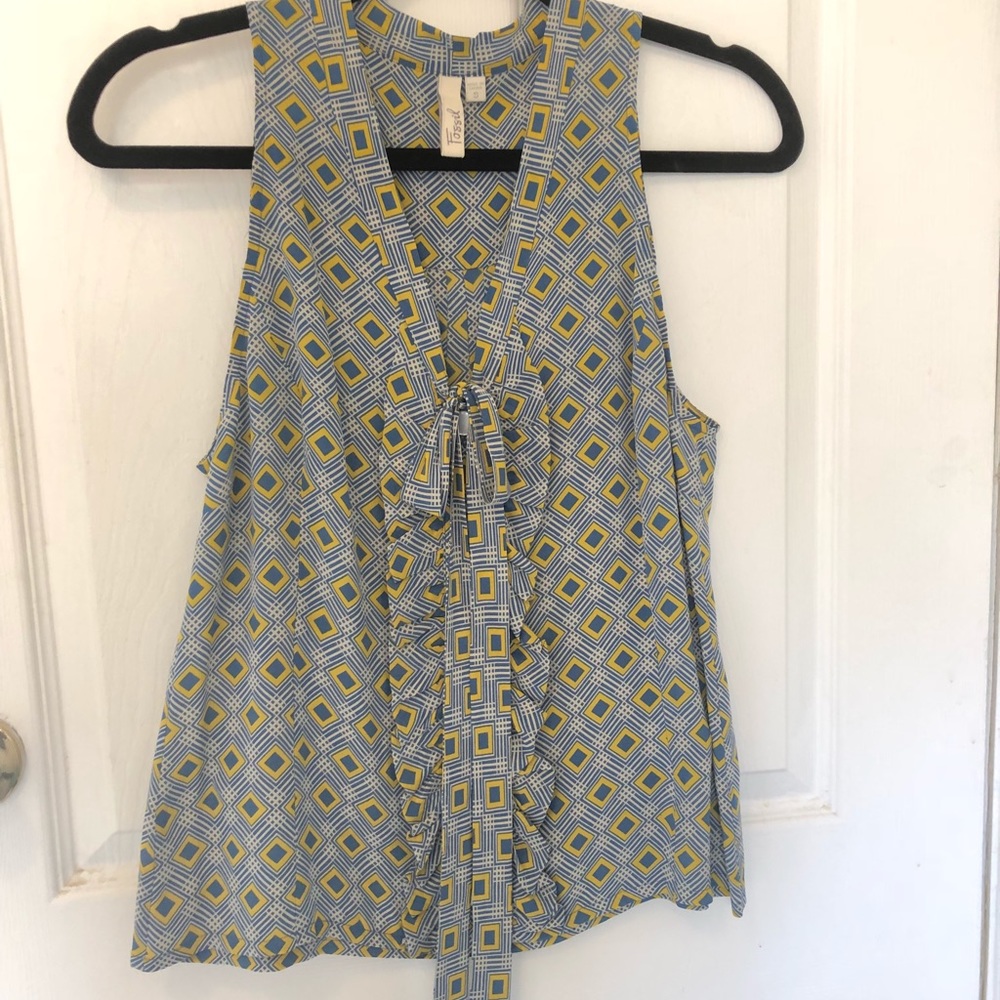 Geometric Print Silk Blouse